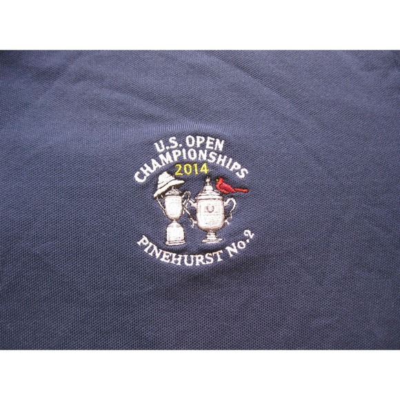 Polo Golf Ralph Lauren Shirt Men Large Blue Stripe Pinehurst US Open 2014 - Picture 4 of 16